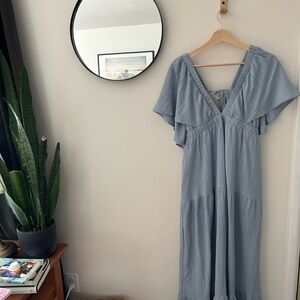 Pink Blush - Light Blue V-Neck Flutter Sleeve Maxi Dress NWOT